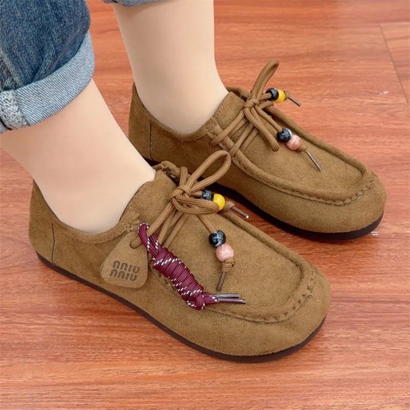 Women's Retro Bohemian Slip-On Flat Shoes | Round Toe Rubber Sole Women's Slip-On Flats Axl