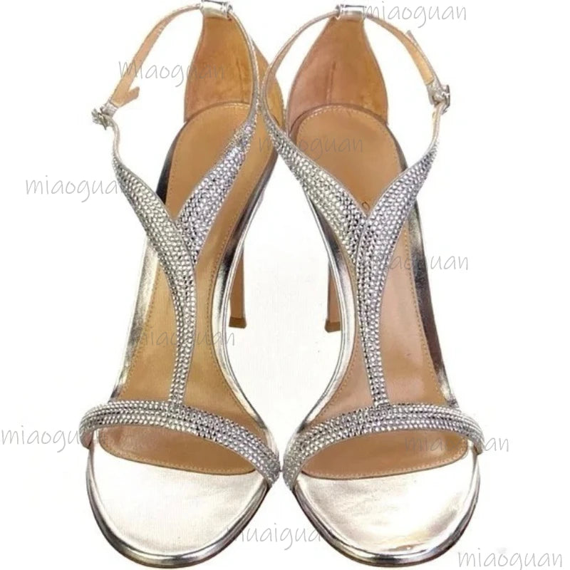 Women's Rhinestone Stiletto Sandals – Crystal Open Toe Heels Stiletto Sandals Axl