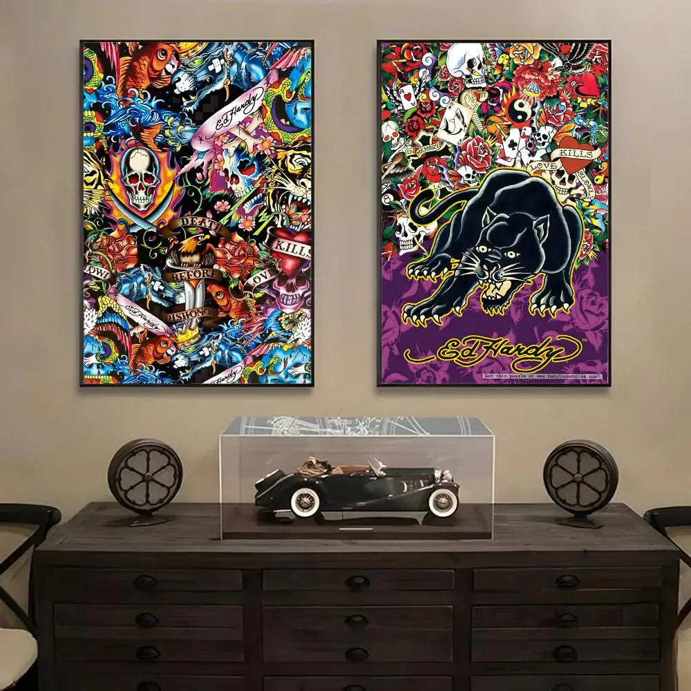 Ed Hardy Wall Art Poster – Removable Decor Sticker Mural Wall Art Sticker Axl