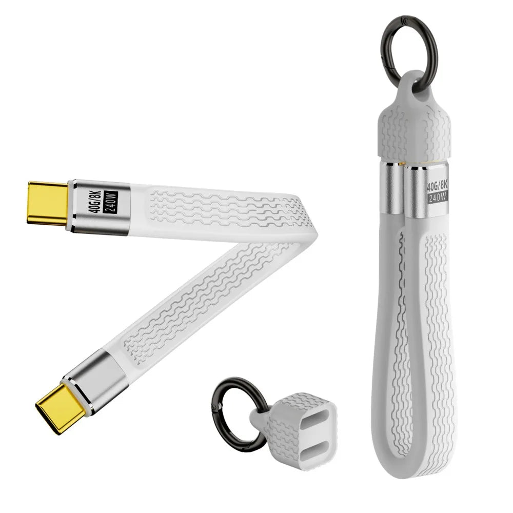 USB4 Type-C Cable 40Gbps 240W PD 8K Video – E-Marker Chip USB-C Cable Axl White with Cap