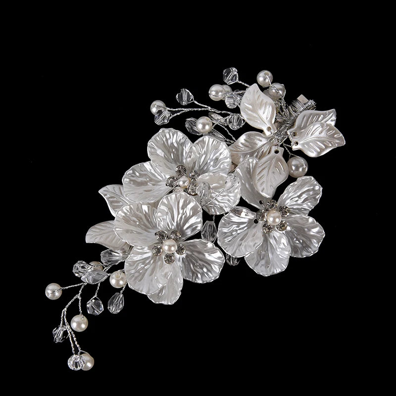 Bridal Crystal Pearl Flower Hair Clip | Wedding Hair Accessory Bridal Hair Accessory Axl