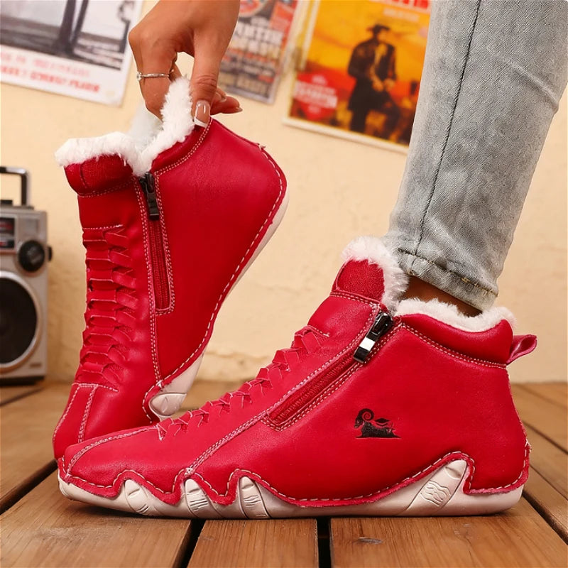 Women's Winter Fur Lined High-Top Sneakers | Side Zipper Winter High-Top Sneakers Axl