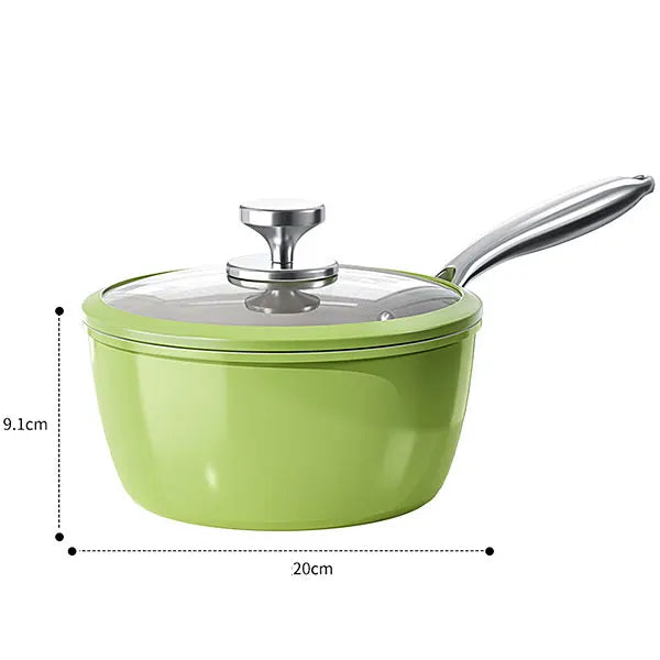PGY Ceramic Nonstick Saucepan with Lid | 16/18/20cm All Cooktops Ceramic Nonstick Saucepan Axl 20cm Green