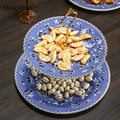 2-Tier Ceramic Dessert Stand – Floral Cake & Party Display Tray Ceramic Dessert Stand Axl A