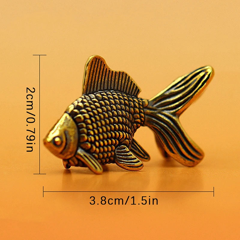 Retro Brass Goldfish Figurine – Lucky Animal Statue Home Decor Brass Figurine Axl 1PC