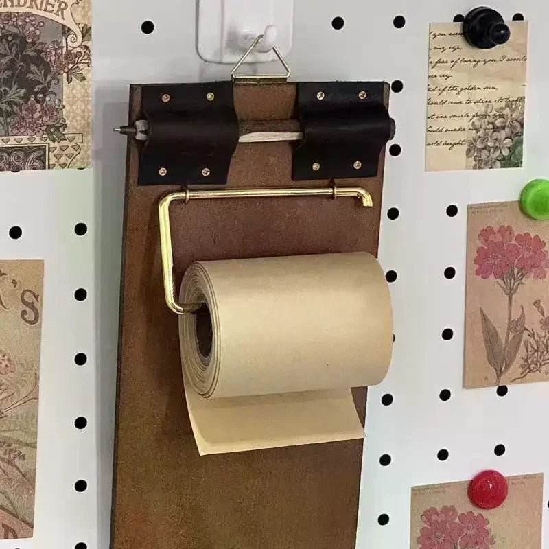 Vintage Wooden Clipboard & Kraft Paper Roll Notebook Set Clipboard Notebook Set Axl