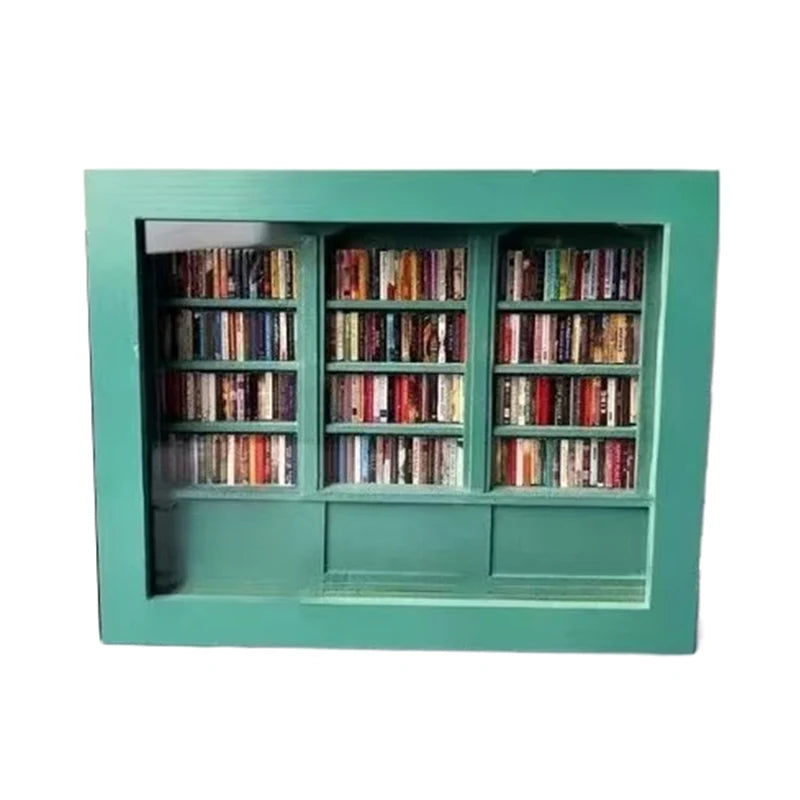 Miniature Wooden Bookshelf Ornament with 200 Mini Books Miniature Bookshelf Ornament Axl A3