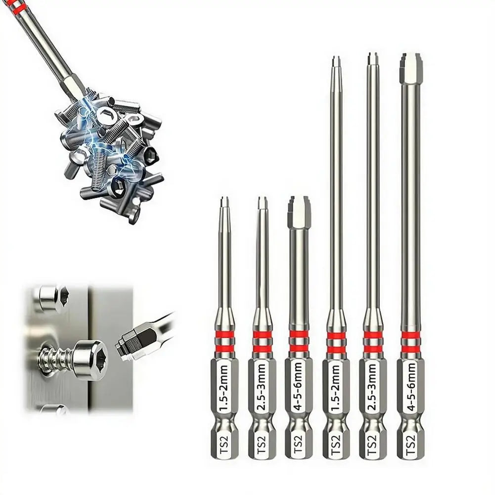 6-Piece Magnetic Pagoda Hex Screwdriver Bits Set – 65 & 100mm Screwdriver Bit Set Axl