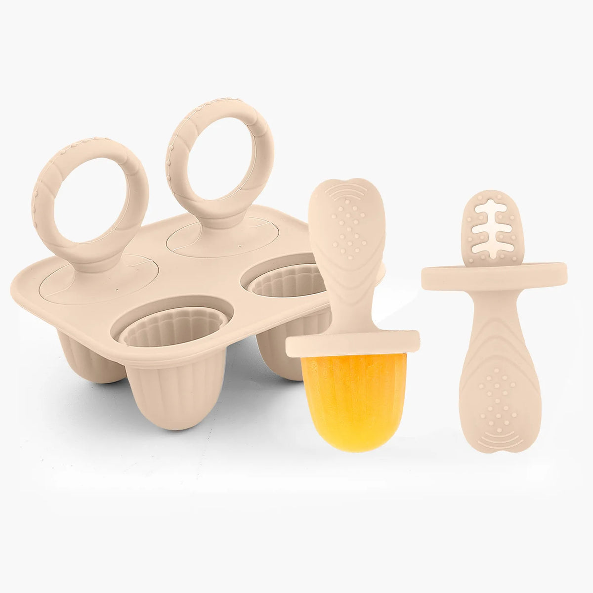 4-Cavity Silicone Baby Popsicle Mold – DIY Ice Cream Stick Mold Popsicle Mold Axl Beige