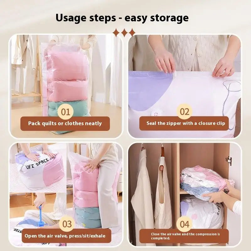 No-Pump Vacuum Storage Bag for Clothes & Blankets – Large Vacuum Storage Bag Axl