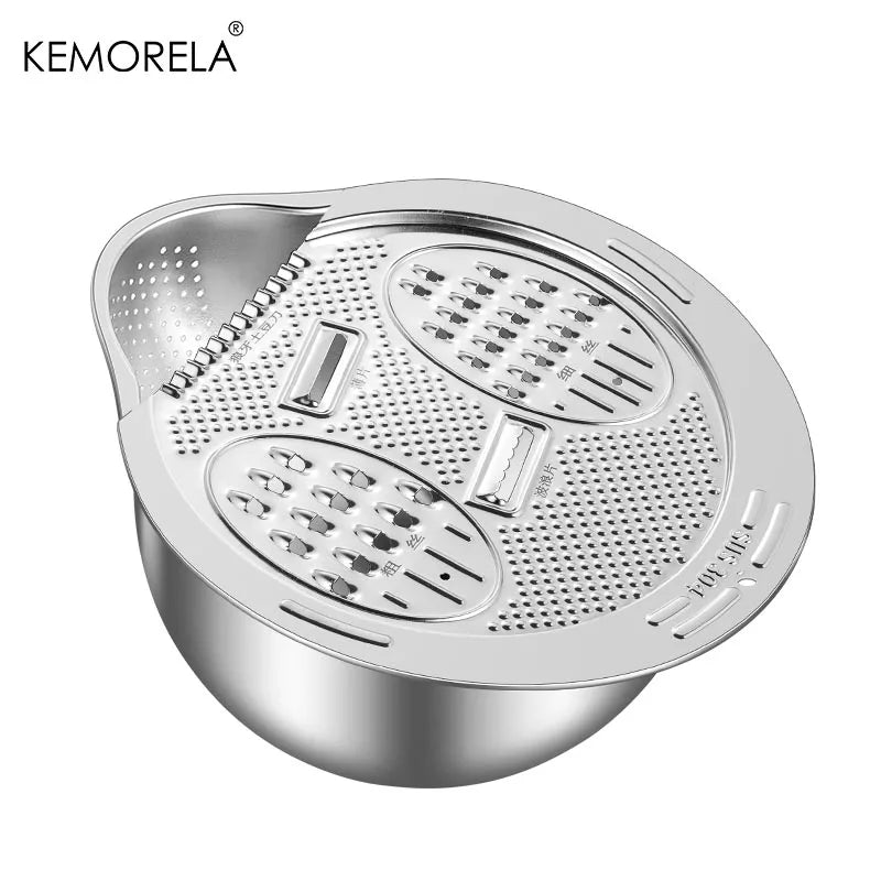 KEMORELA 2-in-1 Stainless Steel Vegetable & Rice Washing Bowl Colander Strainer Bowl Axl 1PCS