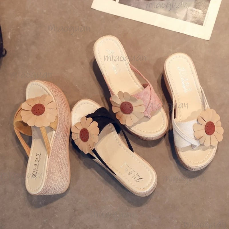 Women's Wedge Platform Sandals – Floral Summer Beach Slippers Wedge Platform Sandals Axl