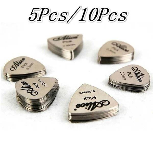 Stainless Steel Guitar Picks – 5/10 Pack Silver Plectrums Guitar Picks Axl