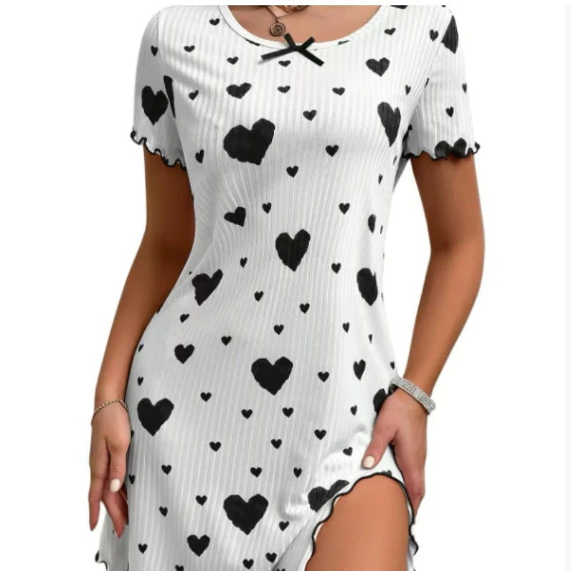Women's Printed Nightgown Dress – Soft Knit Summer Sleepwear Nightgown Dress Axl