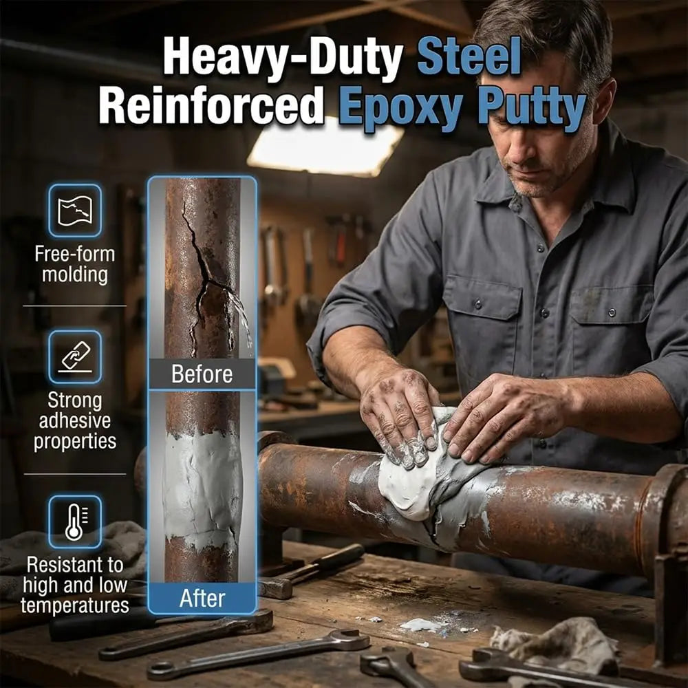 2-Part Steel-Reinforced Epoxy Putty – Waterproof Crack Filler Epoxy Repair Putty Axl