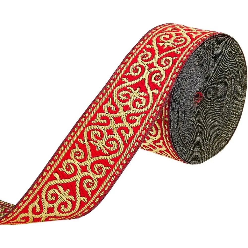 Ethnic Floral Jacquard Ribbon 33mm | 7M Polyester Sewing Trim Decorative Sewing Ribbon Axl AECH04-18376