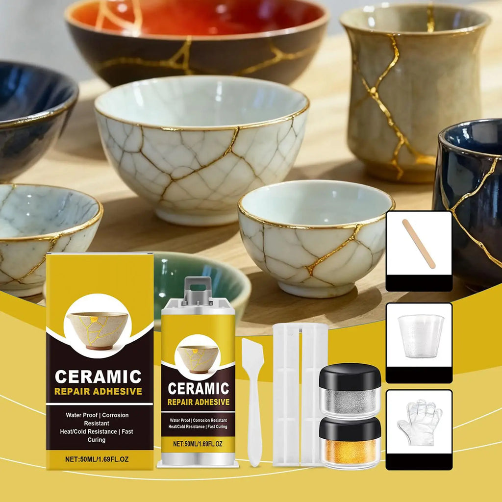 Kintsugi Gold Ceramic & Porcelain Repair Kit | 50ml Ceramic Repair Kit Axl