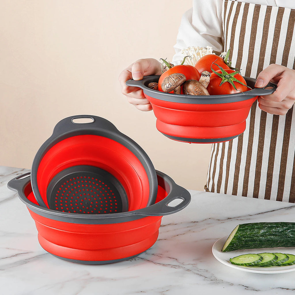 Collapsible Silicone Colander – Foldable Fruit & Veggie Strainer Collapsible Colander Axl