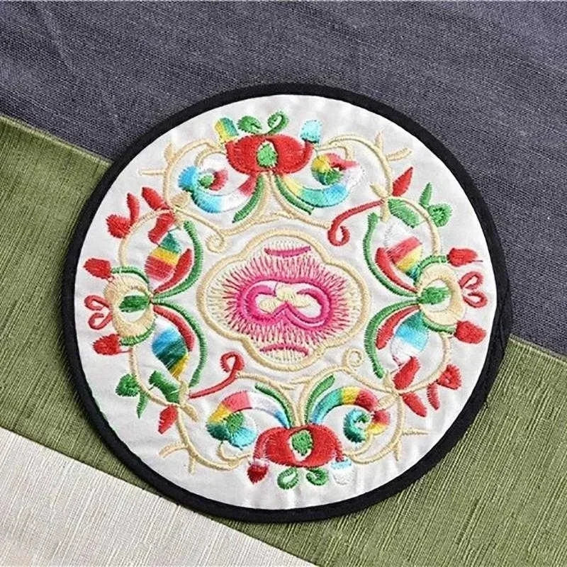 Retro Fabric Embroidery Coaster | Chinese Style Table Décor Fabric Coaster Axl