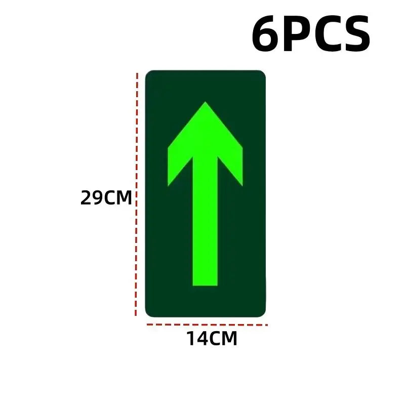 Glow in the Dark Exit Floor Stickers – Evacuation Signs 2/6 Pack Safety Floor Stickers Axl straight arrow 6pcs