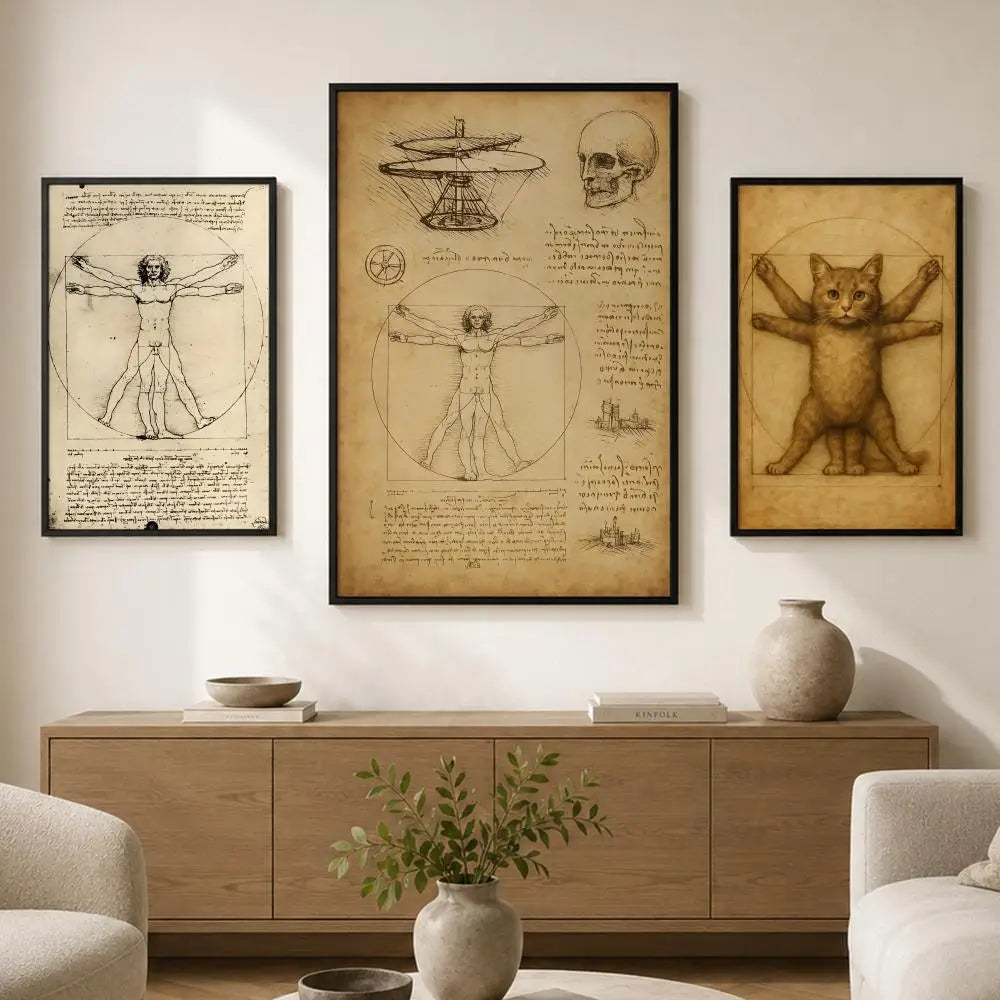 Vitruvian Man Peel-and-Stick Wall Poster – Waterproof PVC HD Art Wall Art Poster Axl