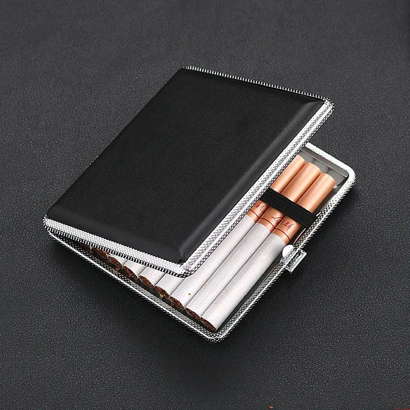 20-Stick Double Layer Metal Cigarette Case – Black Cigarette Case Axl