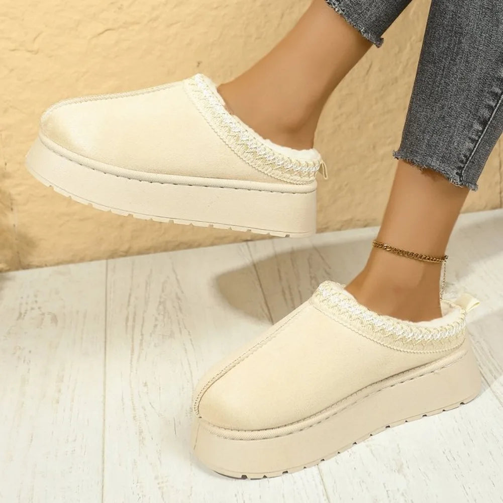Women's Winter Snow Boots – Cozy Slip-On Platform Ankle Boot Women's Snow Boots Axl 36 Beige