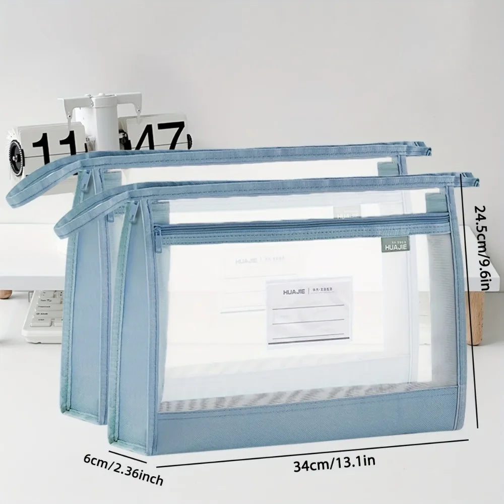 5-Pack A4 Mesh Storage Pouches – Double Zipper, Breathable Mesh Storage Pouch Axl