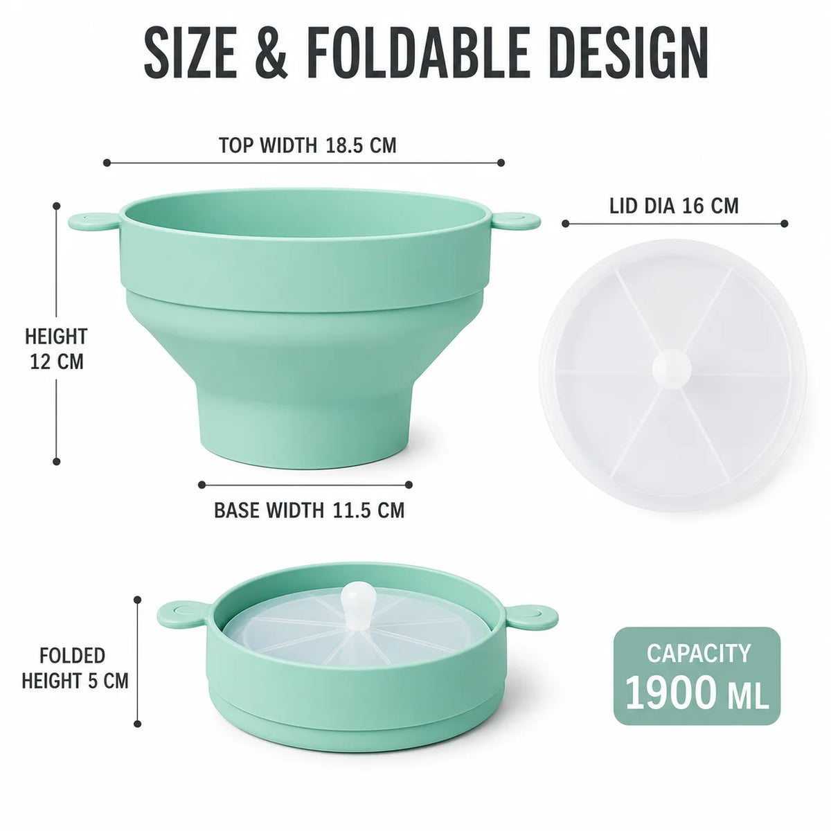 Collapsible Silicone Microwave Popcorn Popper Bowl with Lid Popcorn Popper Axl