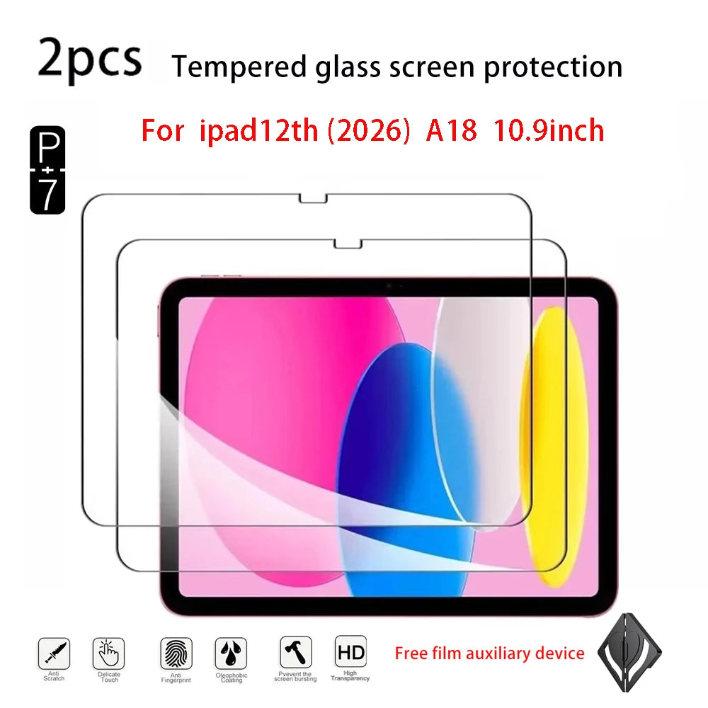 2-Pack HD Tempered Glass Screen Protector for iPad 7th–12th Gen Tablet Screen Protector Axl for ipad12th A18