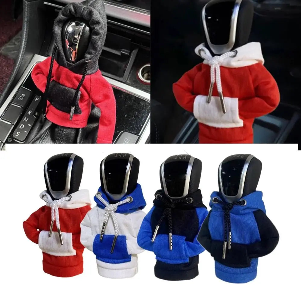 Cotton Hoodie Gear Shift Knob Cover – Color Stitching Car Decor Gear Shift Cover Axl