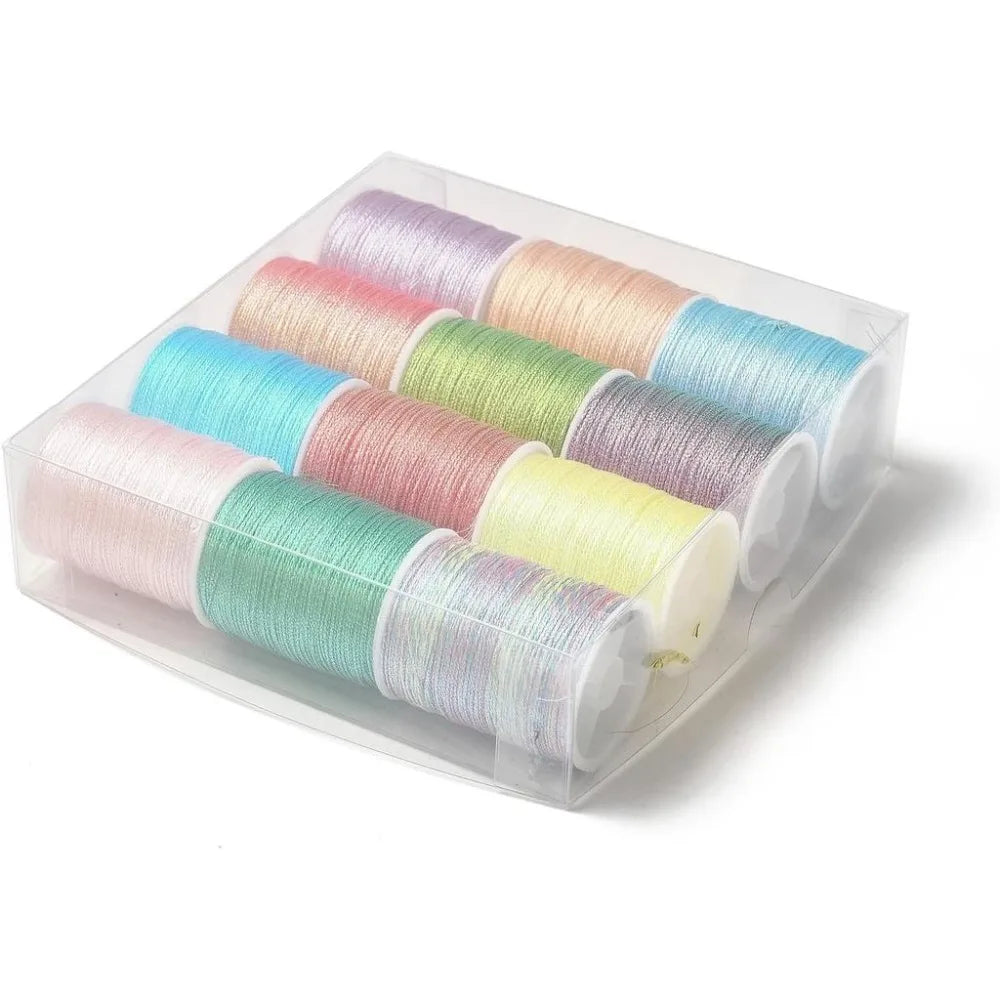 12-Color Metallic Polyester Thread Set – Kumihimo & Macramé Cord Craft Thread Set Axl