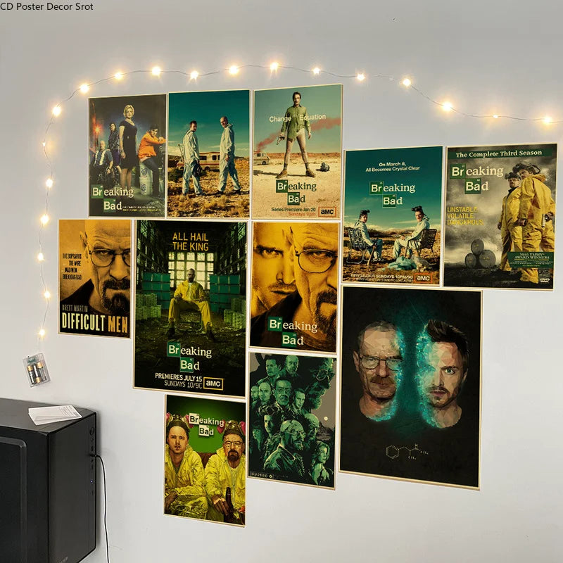 Breaking Bad Retro Kraft Paper Poster | Vintage TV Wall Art Retro Wall Poster Axl