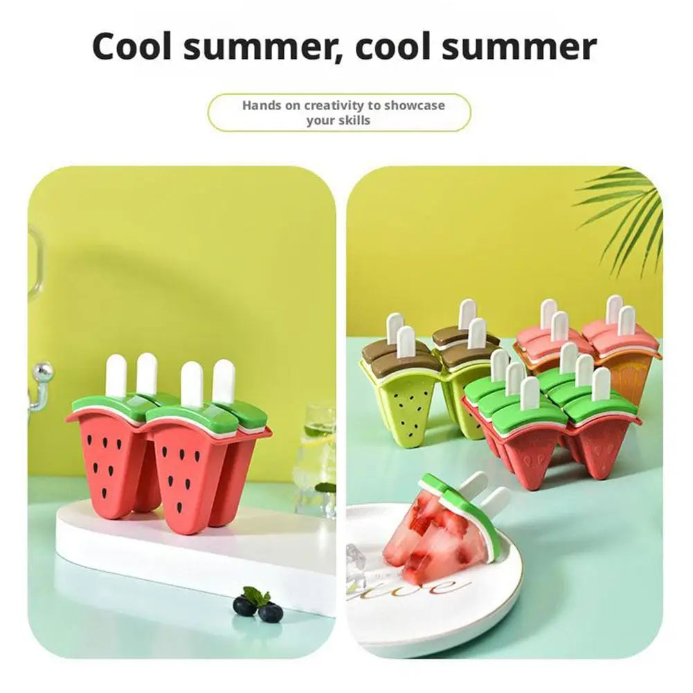 6-Grid Watermelon Silicone Popsicle Mold Tray with Sticks Popsicle Mold Axl
