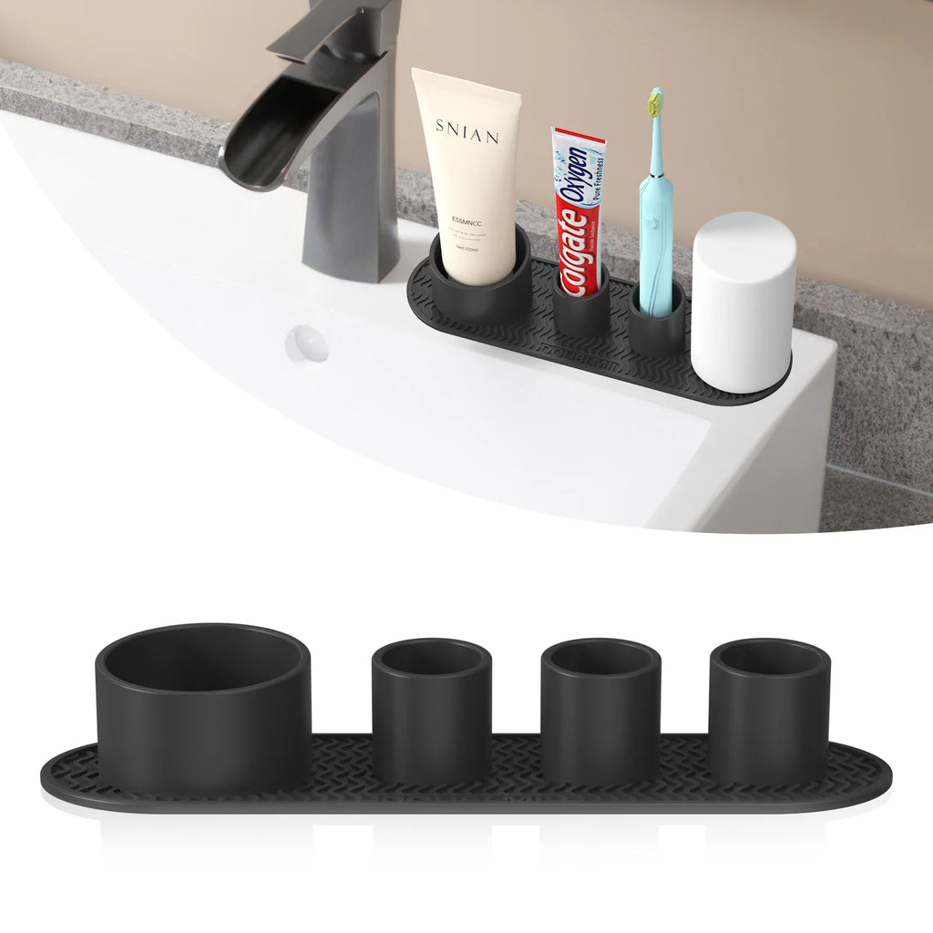 Silicone Toothbrush Holder – Bathroom Countertop Organizer Toothbrush Holder Axl Black