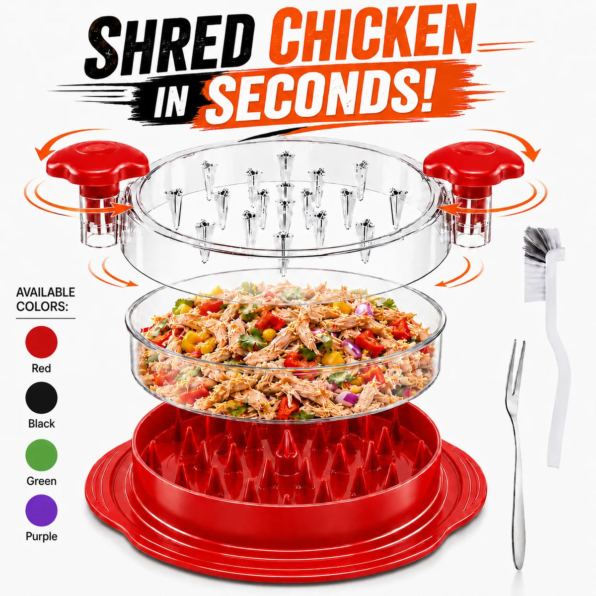 3-Piece Chicken Meat Shredder Set with Silicone Mat & Fork Meat Shredder Tool Axl