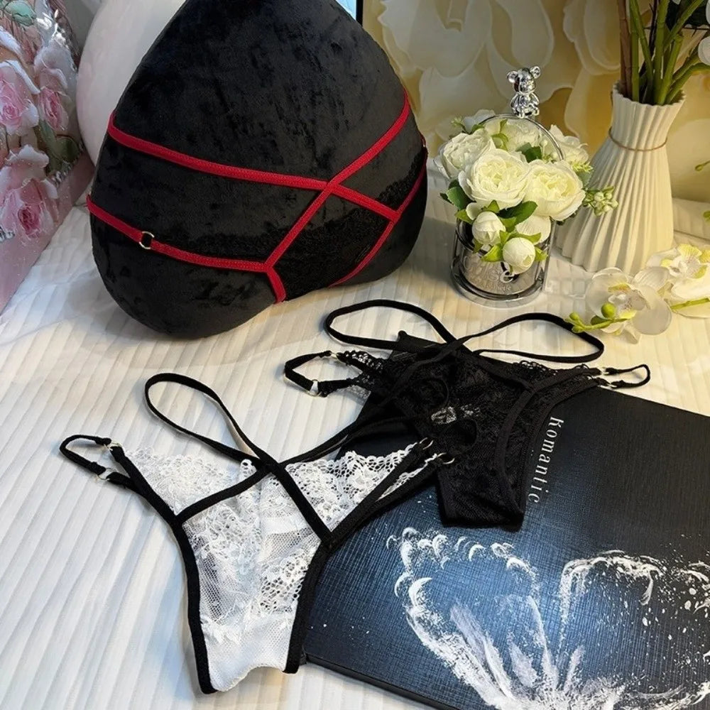 Women's Lace Mesh Thong – Color Block Low-Rise G-String Panties Lace Thong Panties Axl