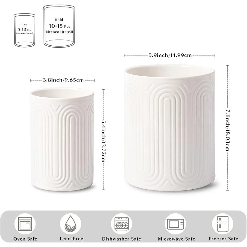 Ceramic Arch Utensil Holder – Farmhouse Kitchen Organizer Utensil Holder Axl