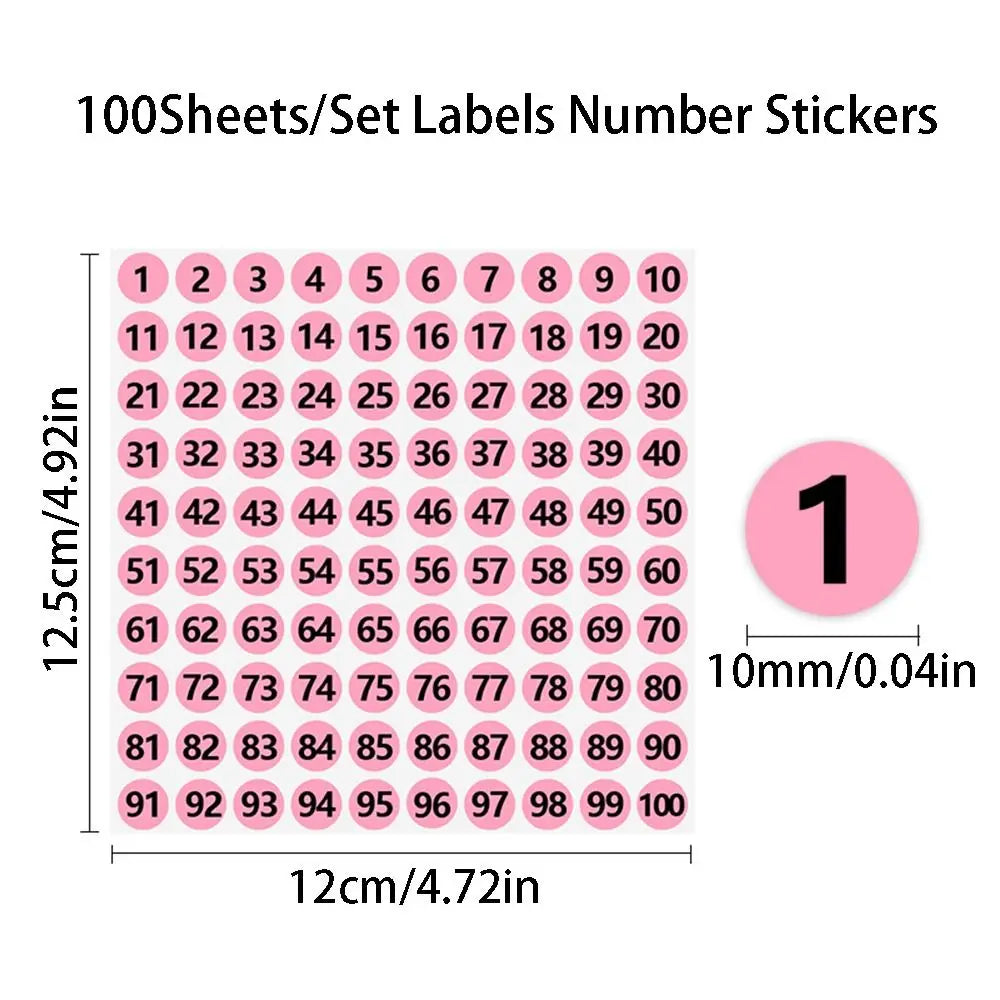100 Sheets Self-Adhesive Number Stickers 1–100 | Sorting Labels Number Label Stickers Axl
