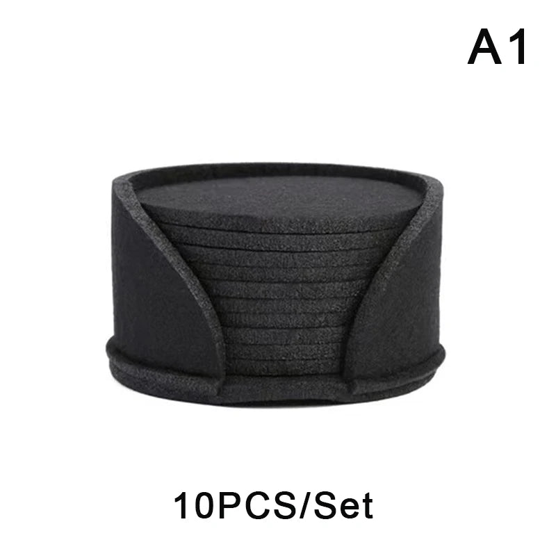 10-Pack Round Felt Coasters – Heat-Resistant Table Protectors Felt Coasters Set Axl A1 10cm
