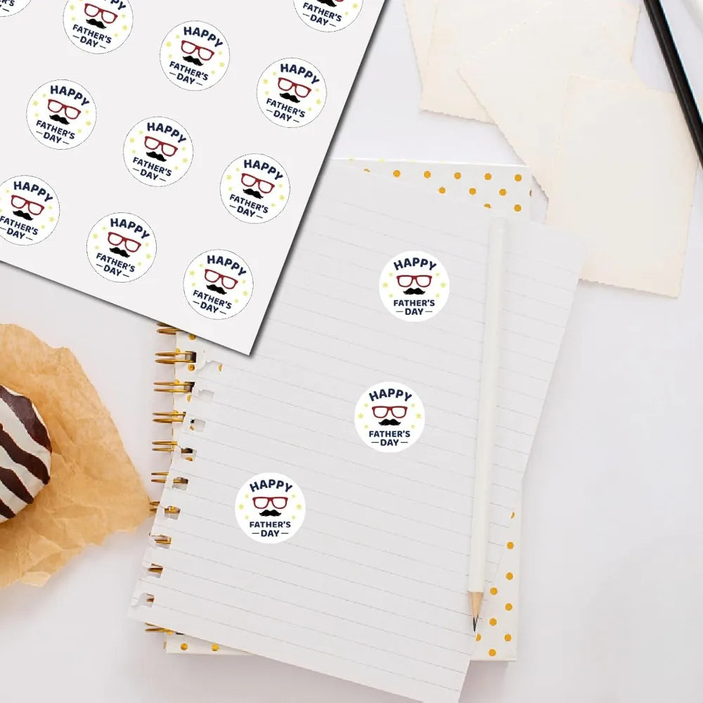 128Pcs Father's Day Round Stickers – Waterproof Vinyl Decals Craft Stickers Axl