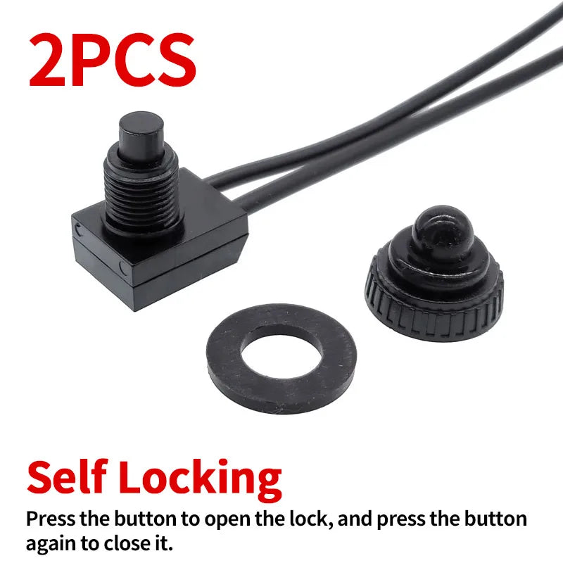 2-Pack IP67 Waterproof Push Button Switch KP107S NC NO Push Button Switch Axl Self-Locking