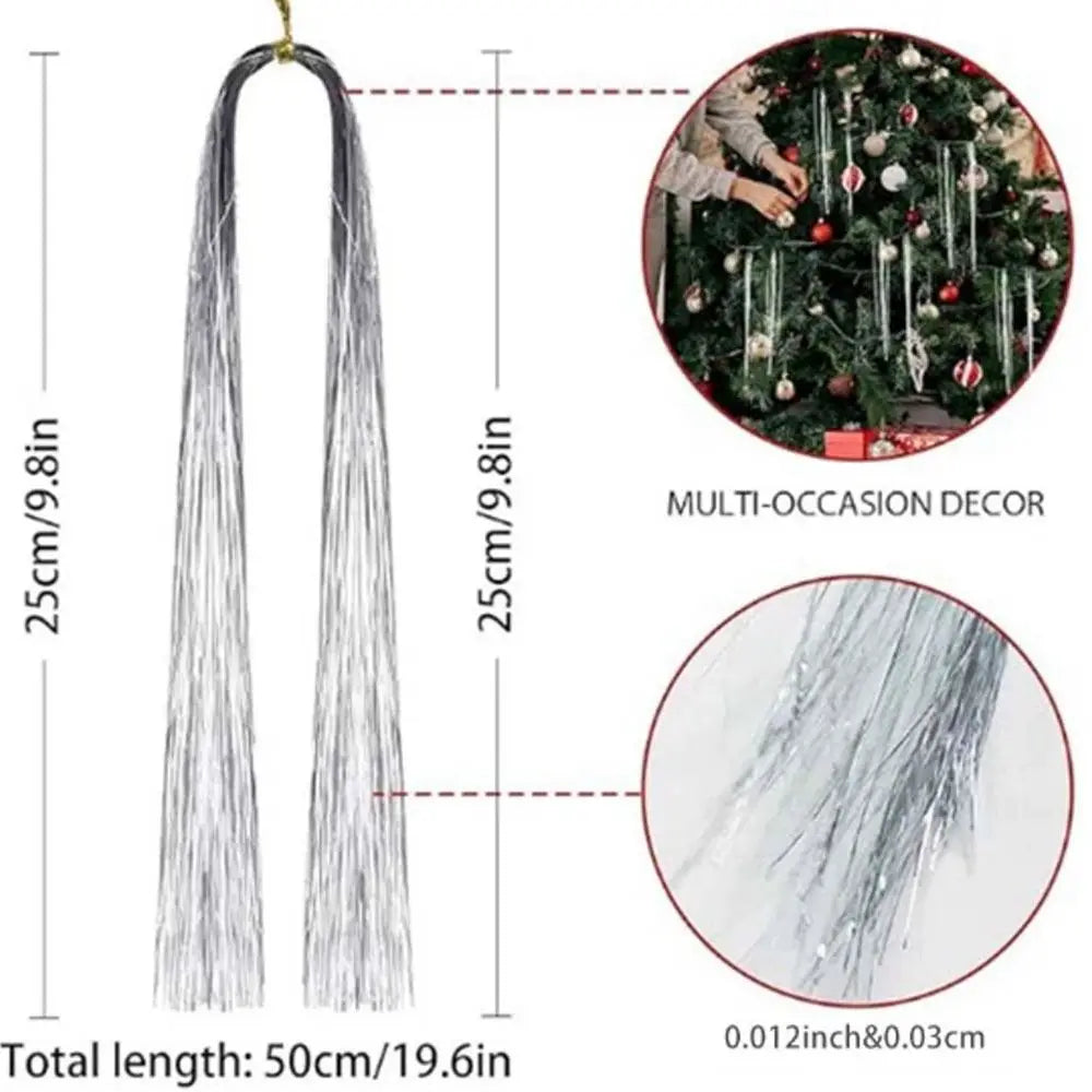 Christmas Tinsel Icicle Strands – Silver & Gold Tree Decor Christmas Tree Tinsel Axl