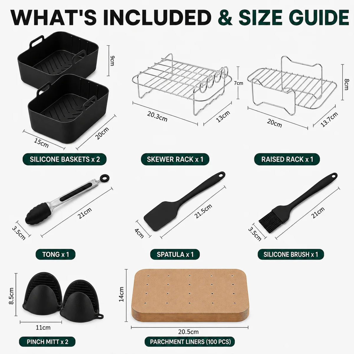Air Fryer Accessories Set – Silicone Liners, Racks & Baking Tools Air Fryer Accessory Set Axl