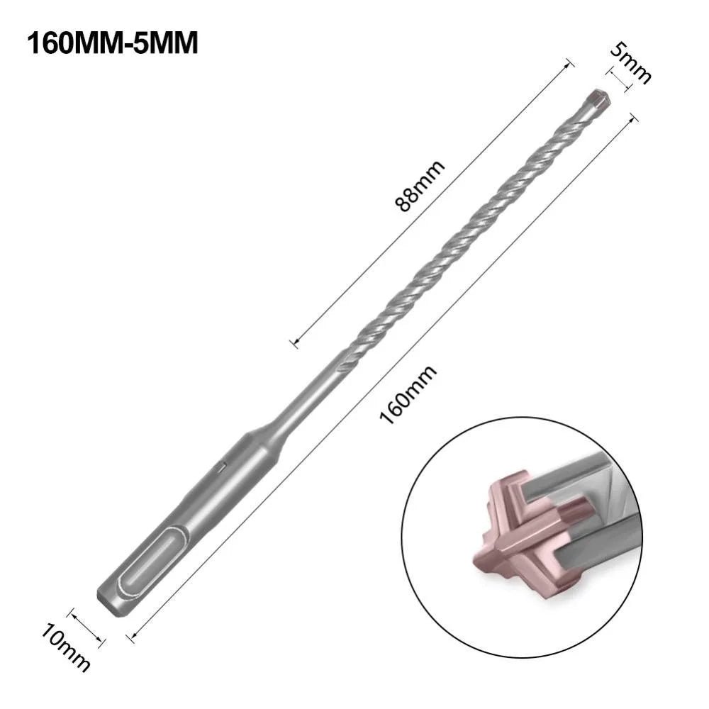 SDS Plus Concrete Drill Bit 4-Cutter Cross Tip 5–12mm Masonry Drill Bit Axl 5x160mm