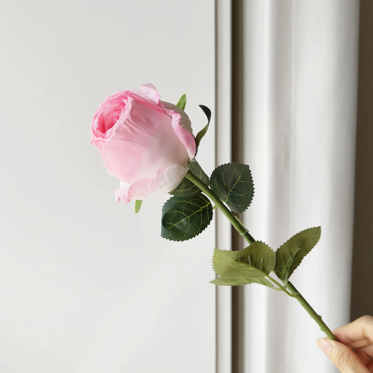 10-Pack Burnt Edge Artificial Silk Rose Stems 50cm | Faux Flowers Artificial Flower Stems Axl Light Pink