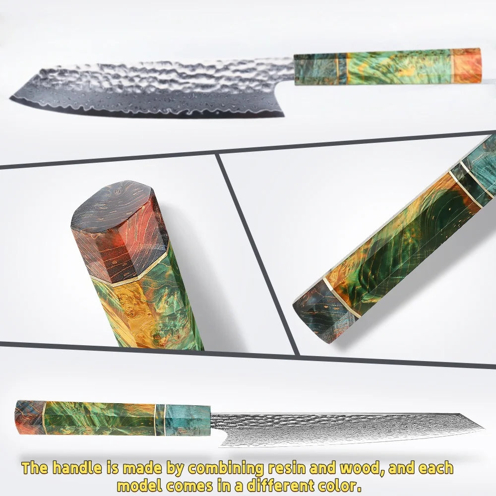 8-Inch Damascus Chef Knife – 67-Layer VG10 Steel, Wood Handle Damascus Chef Knife Axl