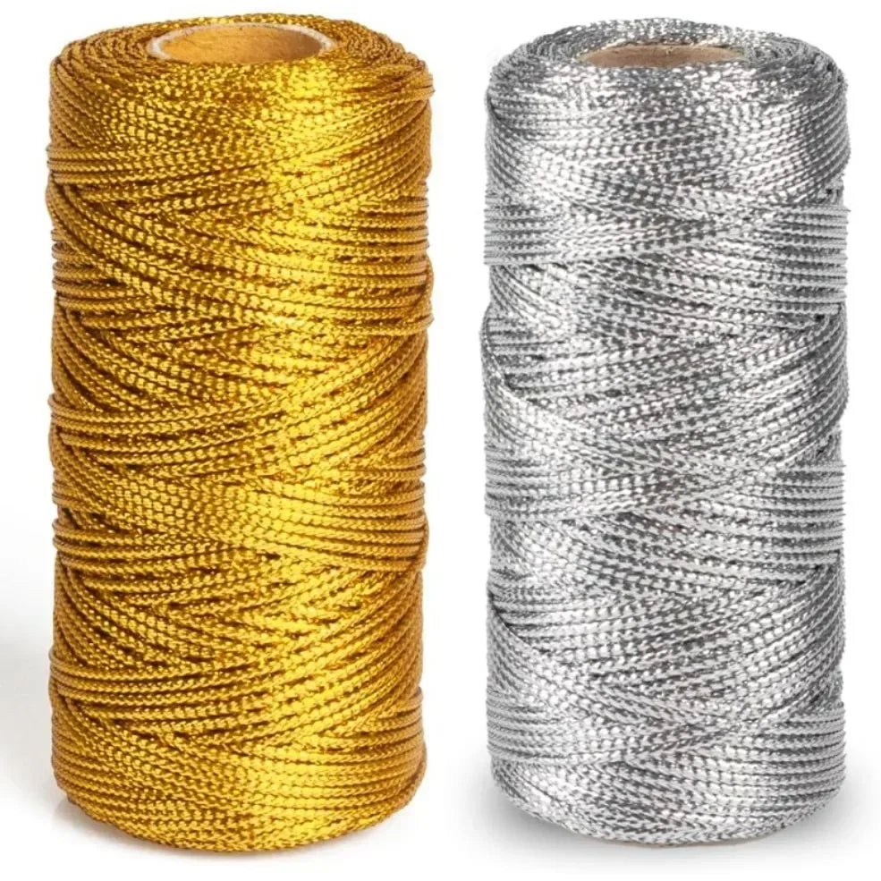 1.5mm Gold & Silver Metallic Macrame Cord – 100M Craft Rope Metallic Craft Cord Axl