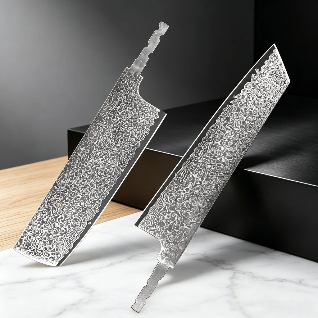 Hand Forged Damascus Steel Cleaver Blade Blank – 1 or 2 Pack Damascus Cleaver Blade Axl