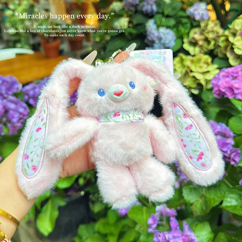 Easter Plush Bunny Keychain – Pullable Ears Rabbit Bag Charm Plush Bag Charm Axl